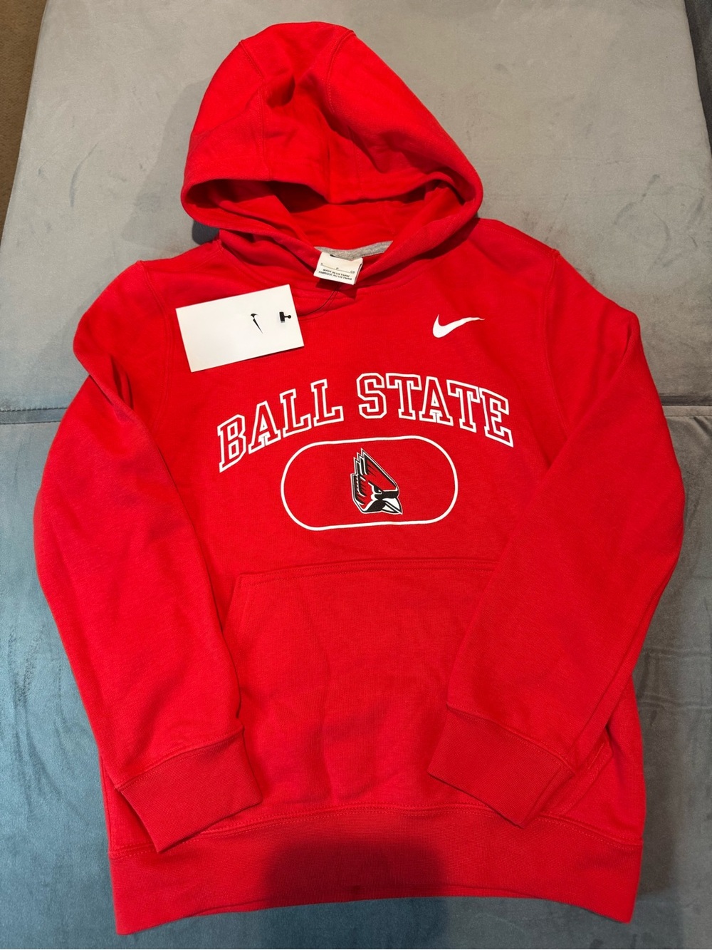 Nike Red Ball State Pullover Hoodie with White Logo